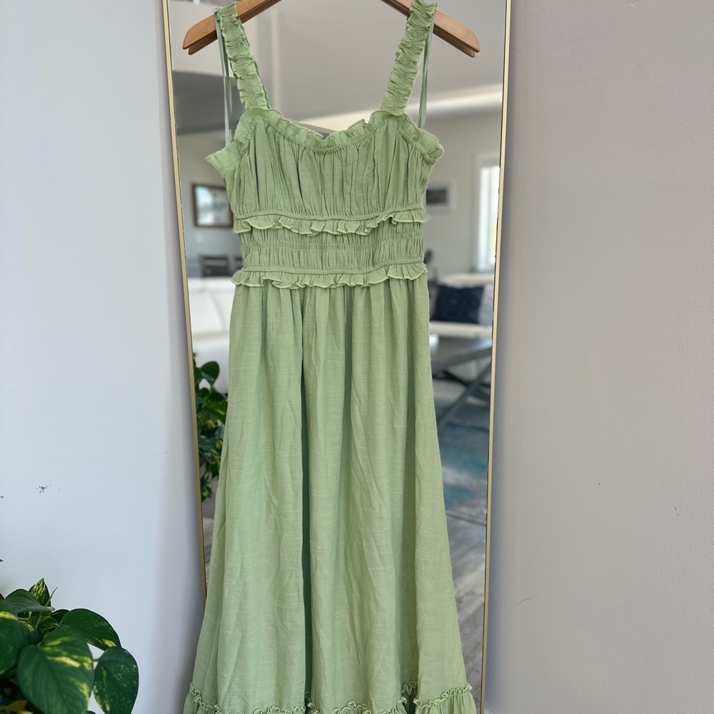 Green Ruffled Maxi Dress